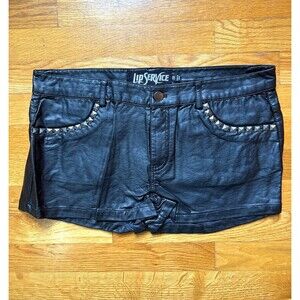 Vintage Lip Service Punk Goth Steampunk Biker Faux Leather Studed Shorts 29